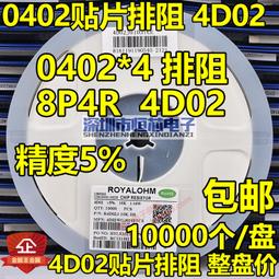 8P4R 0402 0歐姆晶片排阻拍賣(一標50PC/100元) 歷史價格詳細信息