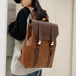 【好康】翻蓋書包女大學生高中生男PU雙肩包大容量初中學生揹包16寸電腦包 價格比較,價格查詢,歷史價格詳細信息