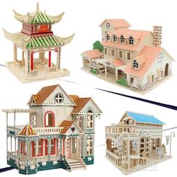 作古成人版小屋diy3d拼圖成人房子古風子模立體建築木質別墅 歷史價格詳細信息