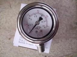 白鐵SUS壓力表 0~7KG、0~100psi，3分牙口 充油壓力表，直立式 4吋表面 KI. 1,0 歷史價格詳細信息