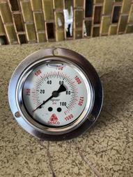 白鐵SUS壓力表 0~7KG、0~100psi，3分牙口 充油壓力表，直立式 4吋表面 KI. 1,0 歷史價格詳細信息