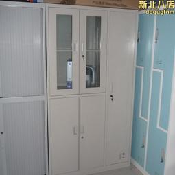 加厚文件櫃窄邊套色鐵皮辦公櫃純白玻璃門資料檔案櫃矮櫃帶鎖 歷史價格詳細信息