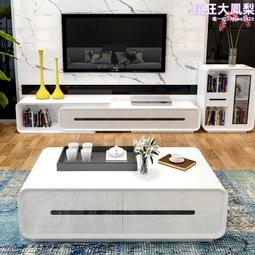 鋼化玻璃電視櫃茶几組合套裝 黑白北歐簡約大小戶型客廳電視機櫃 歷史價格詳細信息