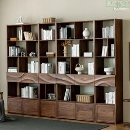 北美黑胡桃木書櫃置物架組合多層書櫃滿牆落地書架實木書櫃展示櫃 歷史價格詳細信息