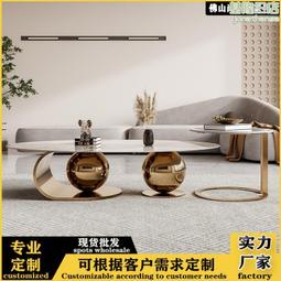 輕奢不鏽鋼橢圓形茶几客廳高端簡約家用小戶型茶几電視櫃組合 歷史價格詳細信息