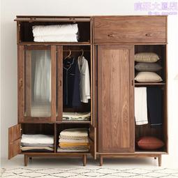 北歐衣櫃推拉門純實木儲物櫃組合簡約收納櫃臥室家具 歷史價格詳細信息