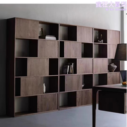 北歐黑胡桃木書架組合實木日式多層置物架儲物架橡木滿牆落地書櫃 歷史價格詳細信息