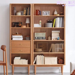 北歐實木黑胡桃木書櫃 日式簡約組合書架 櫻桃木書房組合書櫃 歷史價格詳細信息