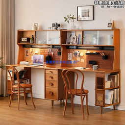 實木書桌書架組合書房家具學習桌兒童學生簡易家用電腦桌 歷史價格詳細信息