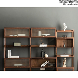 實木書櫃落地胡桃木色 全实木【加高加深4格】60x75x30c 歷史價格詳細信息