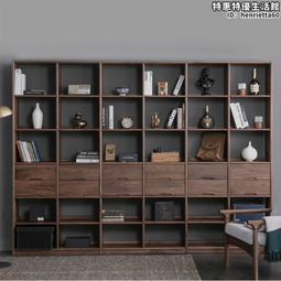 黑胡桃木全實木書櫃書架一體靠牆防塵玻璃翻門型收納櫃儲物展示櫃 歷史價格詳細信息
