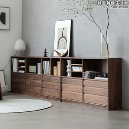 北歐實木黑胡桃木書櫃 日式簡約組合書架 櫻桃木書房組合書櫃 歷史價格詳細信息