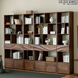 北美黑胡桃木書櫃置物架組合多層書櫃滿牆落地書架實木書櫃展示櫃 歷史價格詳細信息