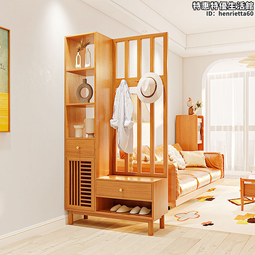 北歐實木衣帽架鞋架落地掛衣架子臥室全身鏡掛包架全身鏡一體家用 歷史價格詳細信息