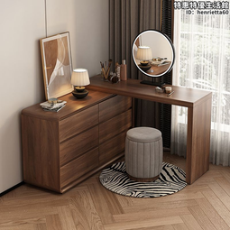 新中式實木梳妝檯新中式臥室主臥收納櫃一體小型化妝桌帶鏡化妝檯 歷史價格詳細信息