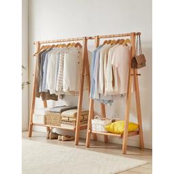 實木掛衣架落地臥室可移動家用晾衣架衣服置物架子室內簡易衣帽架 歷史價格詳細信息