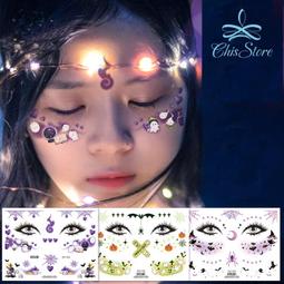 萬聖節臉貼兒童紋身貼紙男女孩卡通夜光仿真傷疤派對妝容水印貼畫 歷史價格詳細信息