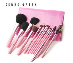 【愛來客 】專利商標品牌 Cerro Qreen 天然動物毛10支專業化妝刷(黛藍色刷秆)米白色刷 歷史價格詳細信息