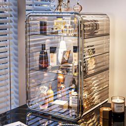 化妝收納置物架 桌面高檔透明防塵收納柜 梳妝臺護膚品香水大容量 歷史價格詳細信息