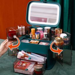 化妝盒收納箱化妝品收納盒ins大容量水乳化妝品手提化妝箱金銀首飾桌面整理盒 歷史價格詳細信息