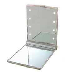 日系LED &lt;&lt; 貝殼白 圓鏡 &gt;&gt; 女優鏡 化妝鏡 8LED燈 折疊鏡化妝鏡 LED發光鏡 女生美容補裝鏡子 歷史價格詳細信息