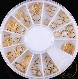 12格鉚釘圓盤♥️12格綜合彎棒組 金屬棒 細金條 金屬條棒 弧形棒 弧形彎棒條 半圓條 金色鉚釘【羽美甲 歷史價格詳細信息