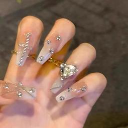 【純手工】水冰月美甲貼片清新絕美學生假指甲穿戴甲片可重復使用 指甲貼片 美甲片 指甲貼3 LX063 歷史價格詳細信息