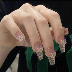 手工美甲貼片清冷感裸色穿戴甲純色新娘透色中長2023年新款高級感 歷史價格詳細信息