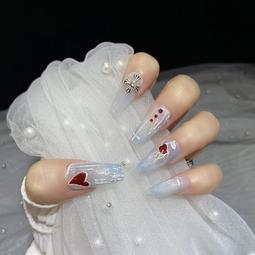 手工穿戴甲手繪暈染翡翠湖純色溫柔氣質短方圓高級穿戴甲 美甲貼 假指甲 指甲貼紙 指甲貼片 穿戴指甲 美甲片 歷史價格詳細信息