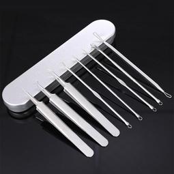 不鏽鋼粉刺夾 8件組 免運 台灣出貨 粉刺夾 粉刺針 美容工具 直嘴夾 彎型粉刺夾 拔粉刺【HB22】 歷史價格詳細信息