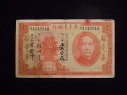 廣東省銀行民國20年壹圓，大洋券改省毫券 古玩 老物件 舊藏 -1637 歷史價格詳細信息