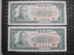 民國四十九年 台灣銀行 西螺大橋 藍色拾圓 : 2張連號 歷史價格詳細信息