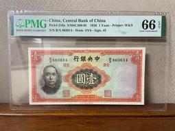 中央銀行 壹圓 汕頭加字版 民國紙幣 品相如圖 古玩 老物件 舊藏 -1961 歷史價格詳細信息