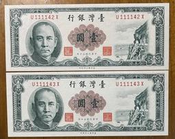 （趣味收藏）六十五年紅色拾圓+七十六年紅色壹佰圓共兩張一組雙KK同字軌未使用券 歷史價格詳細信息