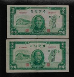 台鈔..100元2張..1張透印...... 歷史價格詳細信息