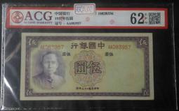 民國２６年.....中國銀行....伍圓 歷史價格詳細信息