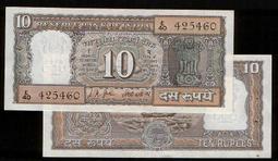 INDIA（印度紙幣），P69a，10-RP，1969，品相95新AU+ 歷史價格詳細信息