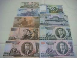 新品** 北朝鮮--紙鈔: 1 . 5 . 10 . 50 . 100 . 200 . 500 . 1000 . 5000元.   一套9張(末2碼相同) 歷史價格詳細信息