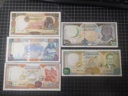 【套鈔】Syria（敘利亞），P107-111，1997-98版紙幣5枚一套，品相全新UNC 價格比較,價格查詢,歷史價格詳細信息