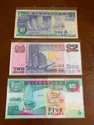 1984-89新加坡A軌2張-帆船鈔5、2、1元鈔（3張合拍） 價格比較,價格查詢,歷史價格詳細信息