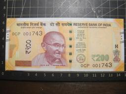 印度2017年版 2000 Rupees紙鈔１枚。－－UNC－－－－(INDIA) 歷史價格詳細信息