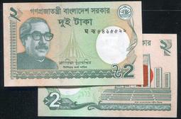 Bangladesh（孟加拉紙幣），P52a，2-TAKA，2011，品相全新UNC 歷史價格詳細信息