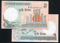 Bangladesh（孟加拉紙幣），P52a，2-TAKA，2011，品相全新UNC 歷史價格詳細信息