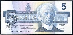 CANADA(加拿大紙幣），P95d，5-Dollars，1986，品相全新UNC 價格比較,價格查詢,歷史價格詳細信息