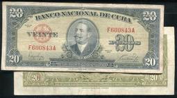 【紙幣】CUBA(古巴),P88b     , 10 PESO , 1958 ,品相美VF#203520 歷史價格詳細信息