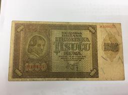 少見1941克羅地亞高額舊版鈔1000kuna 價格比較,價格查詢,歷史價格詳細信息