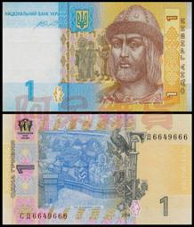 烏克蘭 1 格里夫納 紙鈔 一張  新鈔 歷史價格詳細信息
