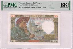 【Numismatist】France（法國）50-Francs P-152f 1992 PMG63 歷史價格詳細信息