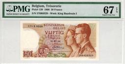 BELGIUM（比利時紙幣），P123，10-FRANK，1.2.1943，品相95新AU+ 歷史價格詳細信息