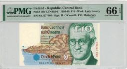 【Numismatist】Ireland-Republic（愛爾蘭）5-Pound P-75b 1996 PMG66 歷史價格詳細信息